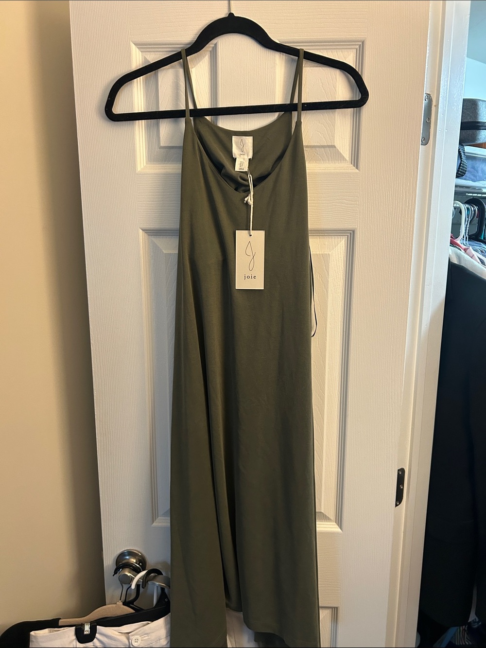 Joie Olive Slip Maxi Dress with Spaghetti Straps